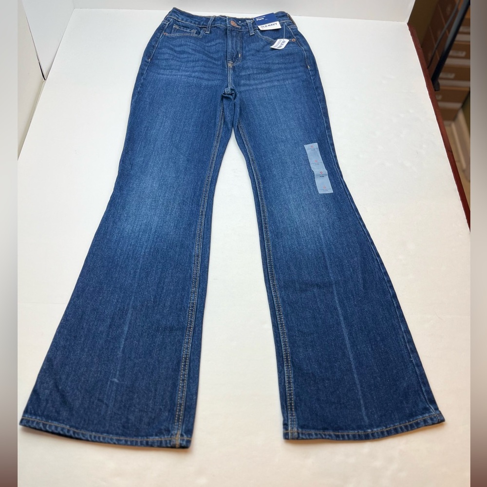 Old Navy Higher High Rise Flare Womens Size 0 / 24 Waist Blue Denim Jean NEW